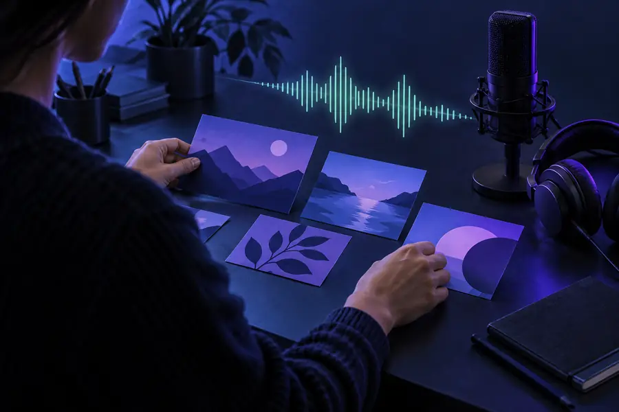 Illustrative design view for reviewing narration alongside visuals